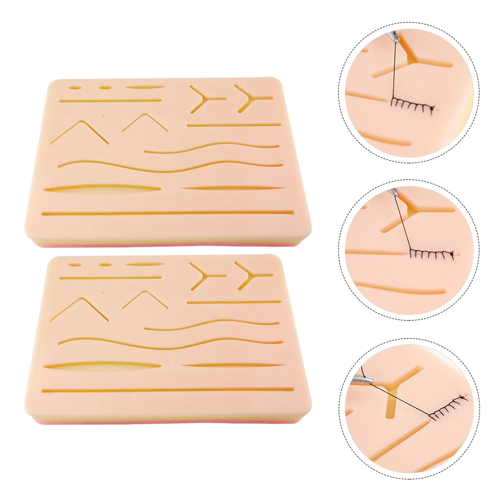 

2 Pcs Suite Skin Suture Module Student Silicone Kit Practice Food Grade Training