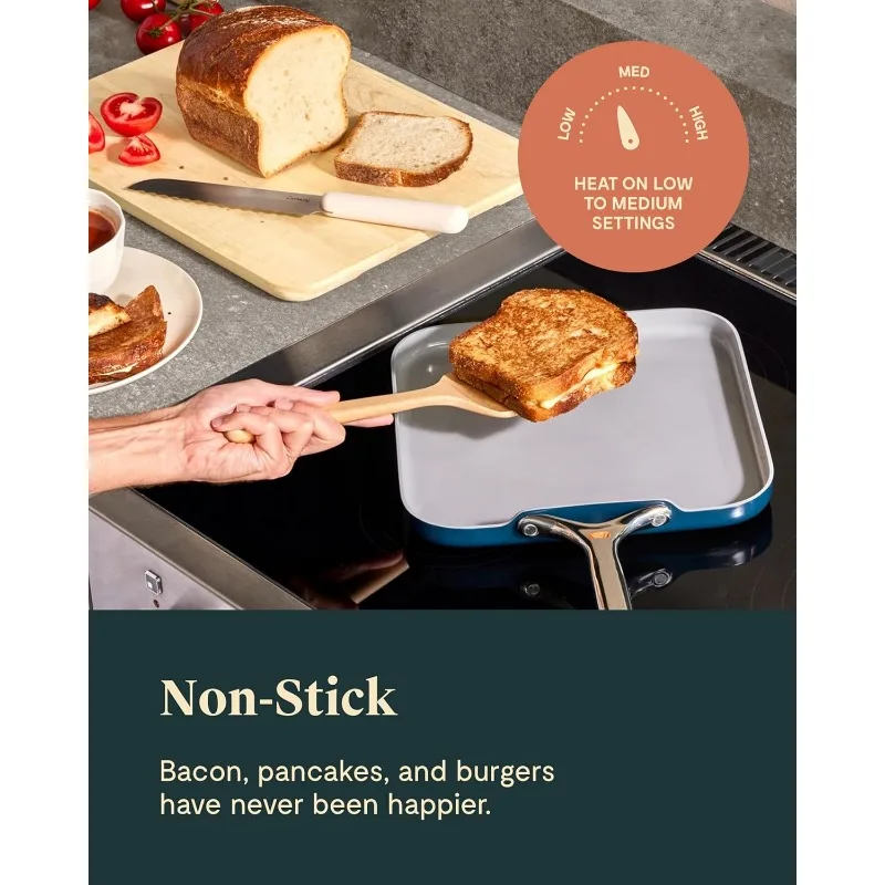 Caraway Griddle Pan & Grill Pan Duo - Non-Stick Ceramic Coated - Non Toxic, PTFE & PFOA Free 5