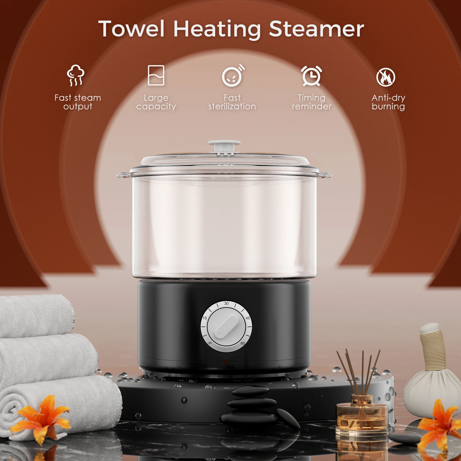 Mini Electric Spa Towel Stone Warmer Bucket Steamer Quick heating Towel  Fast Heater For Nail Salon Massage Barber 202 ° F - AliExpress