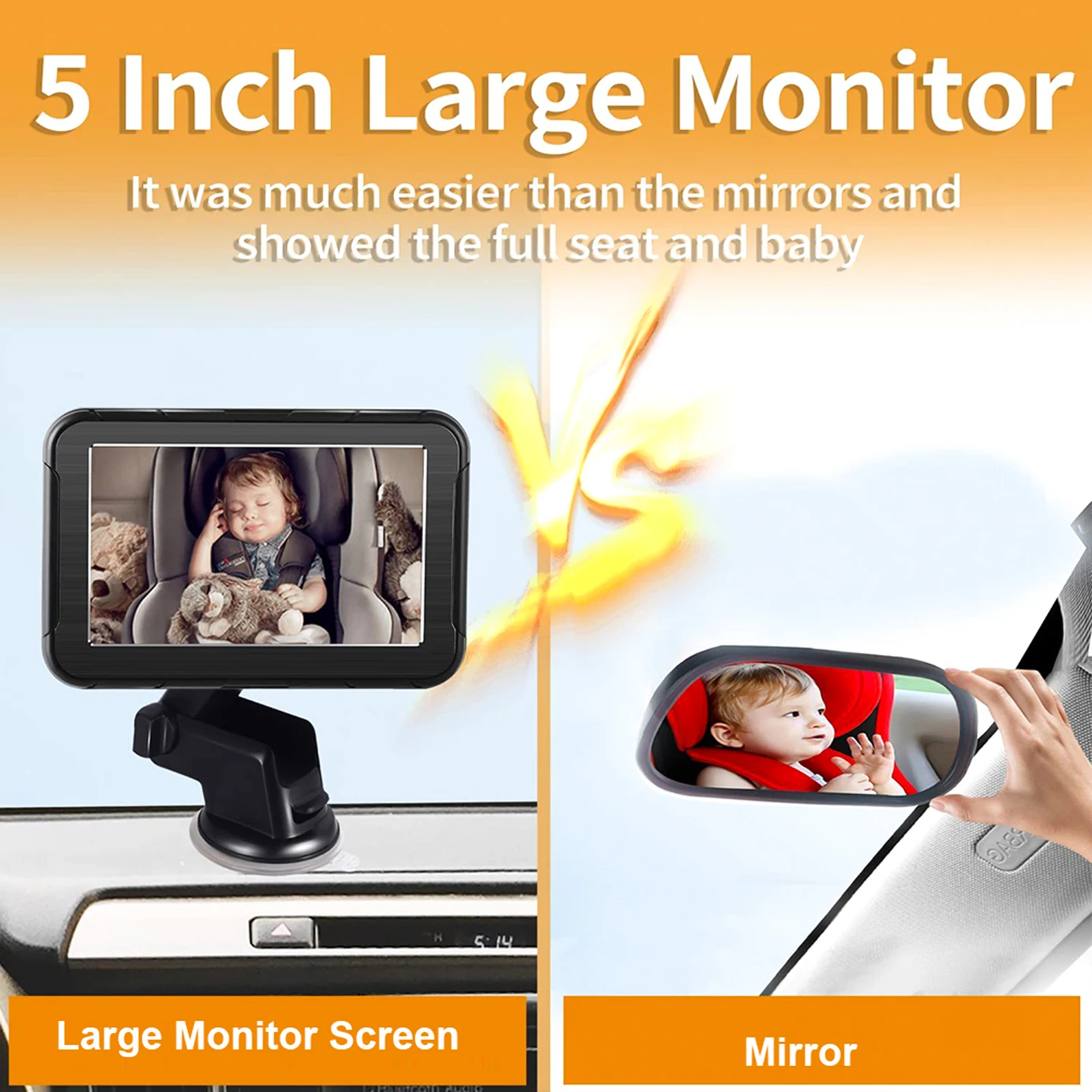 Baby Car Monitor 1080P High Definition Monitor Camera for Baby Rear Facing Seat 150&deg; Wide View Night Vision Car Mirror Camera