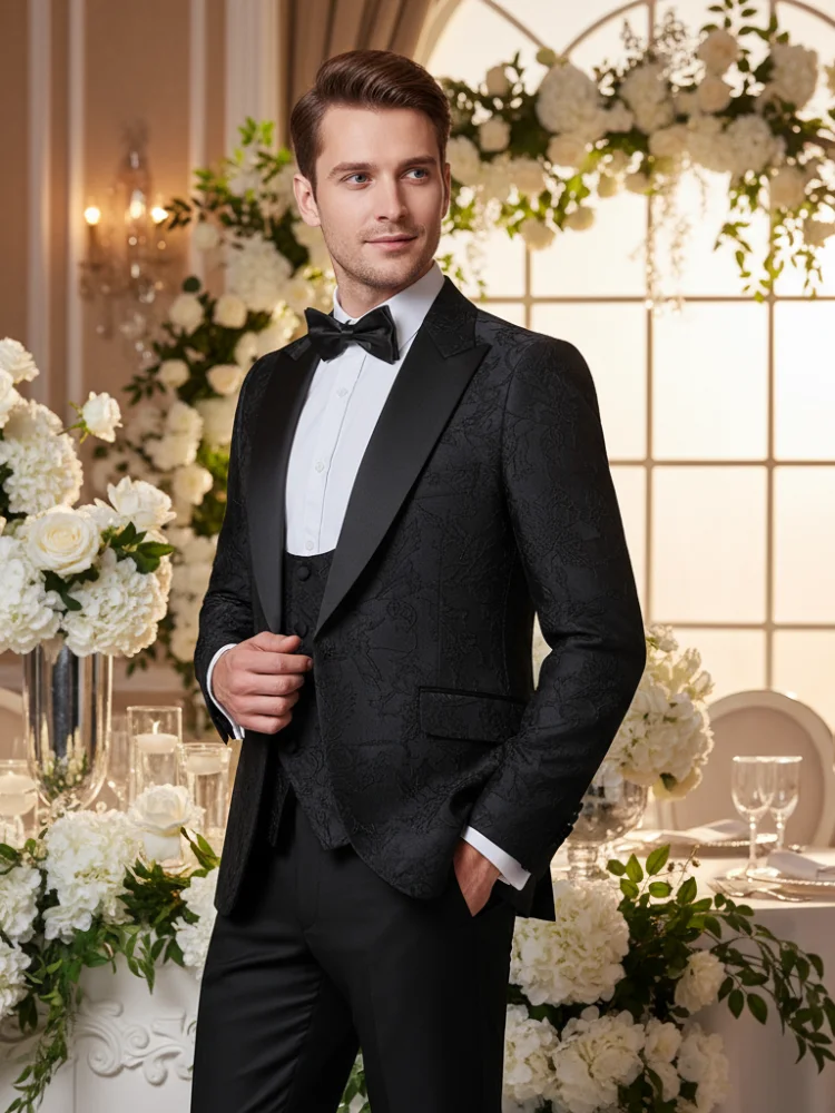 ST Cassy Men's 3-Piece Black Tuxedo | Wedding Dinner Suit Set