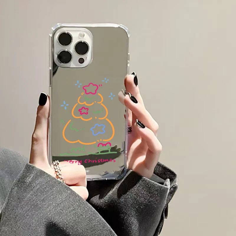 Festive Christmas Tree Star Mirror Acrylic Phone Case Cover