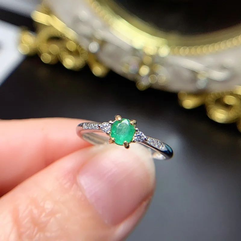 100% Natural Emerald Ring 0.12ct 3mm*4mm Natural Emerald Silver Jewelry  Prevent Allergy 18k Gold Plating Gemstone Jewelry - Rings - AliExpress