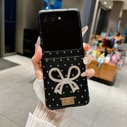 Luxury Rhombus Glitter Diamonds 3D Bowknot Phone Case - Elegant Protective Cover - Motorola Razr 70 (Black(Only Case))