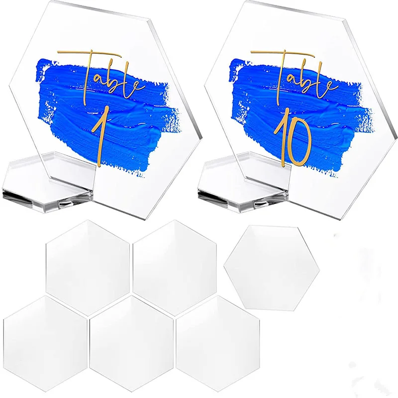 10 Sets Wedding Table Numbers Clear Arch DIY Acrylic Sign with Stand Blank Holder for Wedding Reception Party Centerpieces Decor