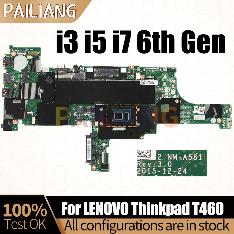 Laptop Motherboard para Lenovo Thinkpad T460 Notebook Mainboard Completo Testado Nm-a581 i3 i5 i7 6th Gen 01aw320 01aw336 01aw344