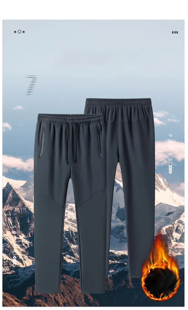 Mens Winter Running Pants - Windproof Fleece Joggers Waterproof Thermal Sweatpants