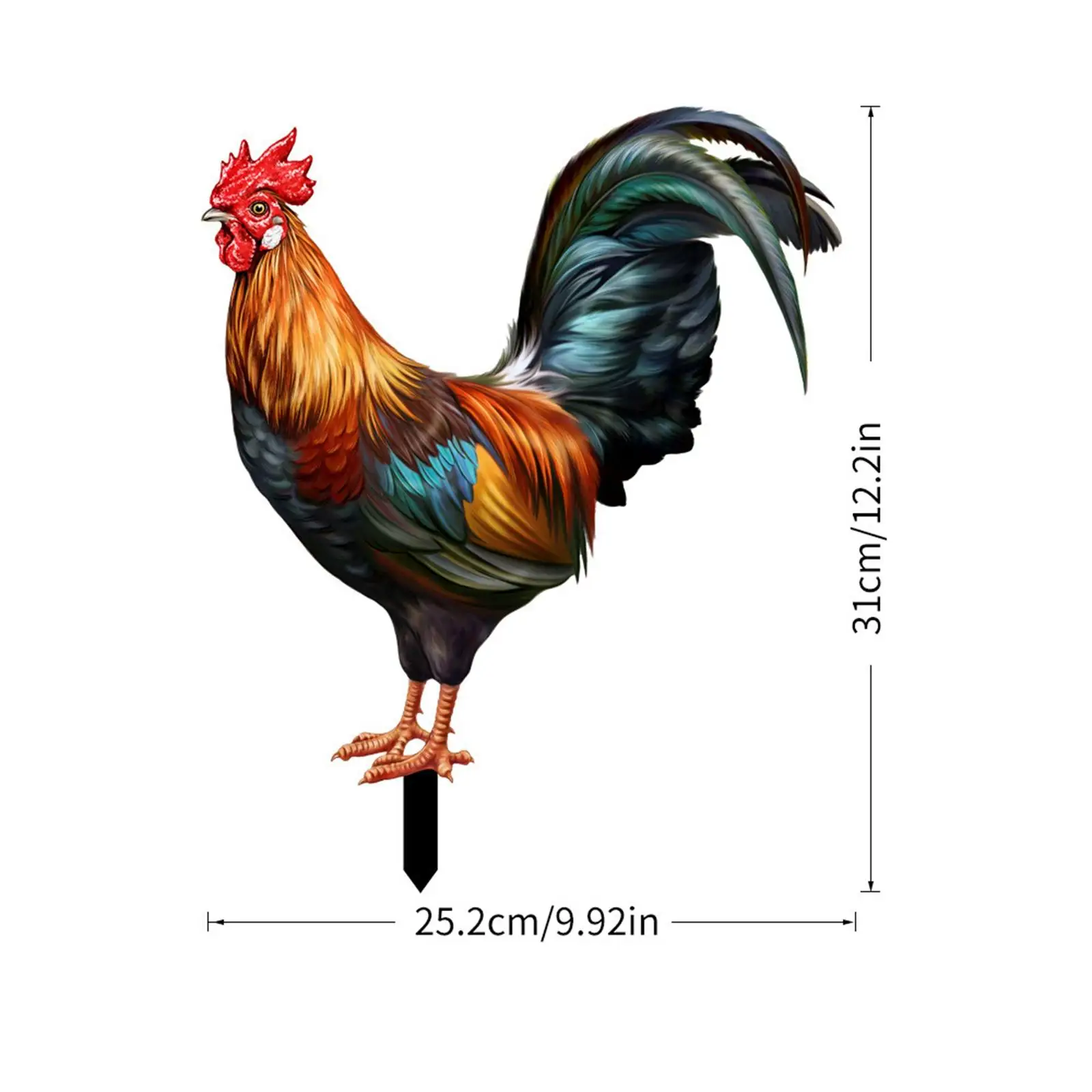 Rooster Animal Statue Stakes Lifelike Floor Decoration Weatherproof Chicken Sculpture for Farm Lawn Yard Outdoor Backyard Patio