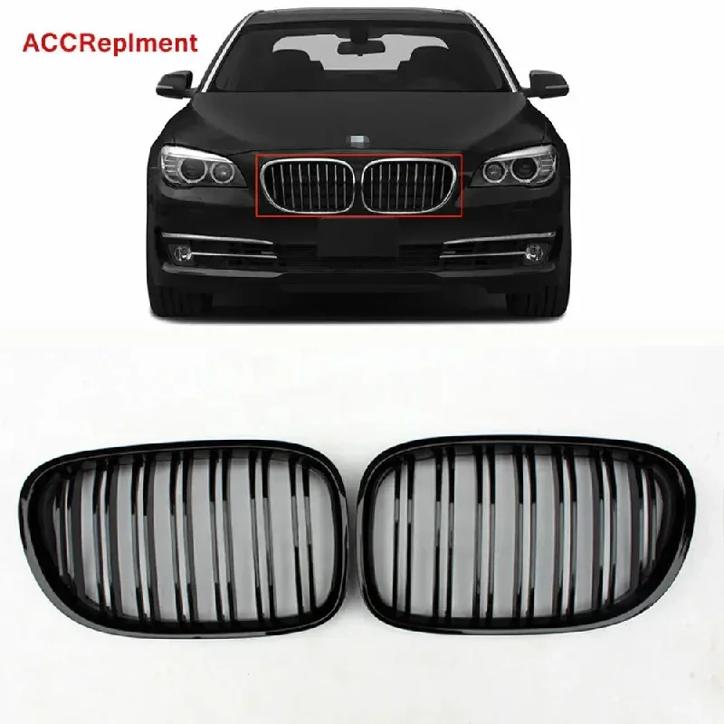 

Black For BMW 7 Series F01 F02 F03 Front Bumper Grille Grill Dual Slat 2010-2015