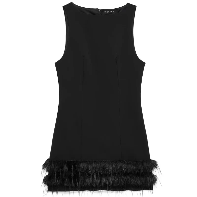 HXAO Black Feather Dress Womens Dresses Autumn 2025 Elegant Party Dresses Mini Elastic Sleeveless Sundress Chic Evening Vestidos S9c3b89df7f124f119f8f48e75efa4e7a9