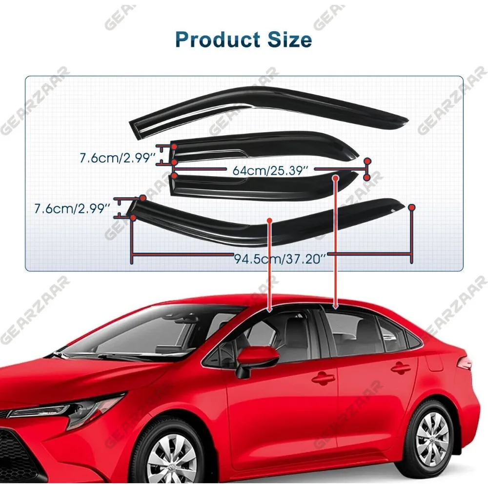 For 1998-2002 Toyota Corolla Sedan Window Visors Vent Rain Sun Deflector Guards