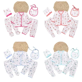 5 pz/set Neonato Vestiti Della Ragazza Set di Cotone Morbido Biancheria Intima Infantile Ragazzo Vestito Per Bambini Ragazza Top + 2 Pant + Bavaglino + Cappello Abbigliamento Per Bambini