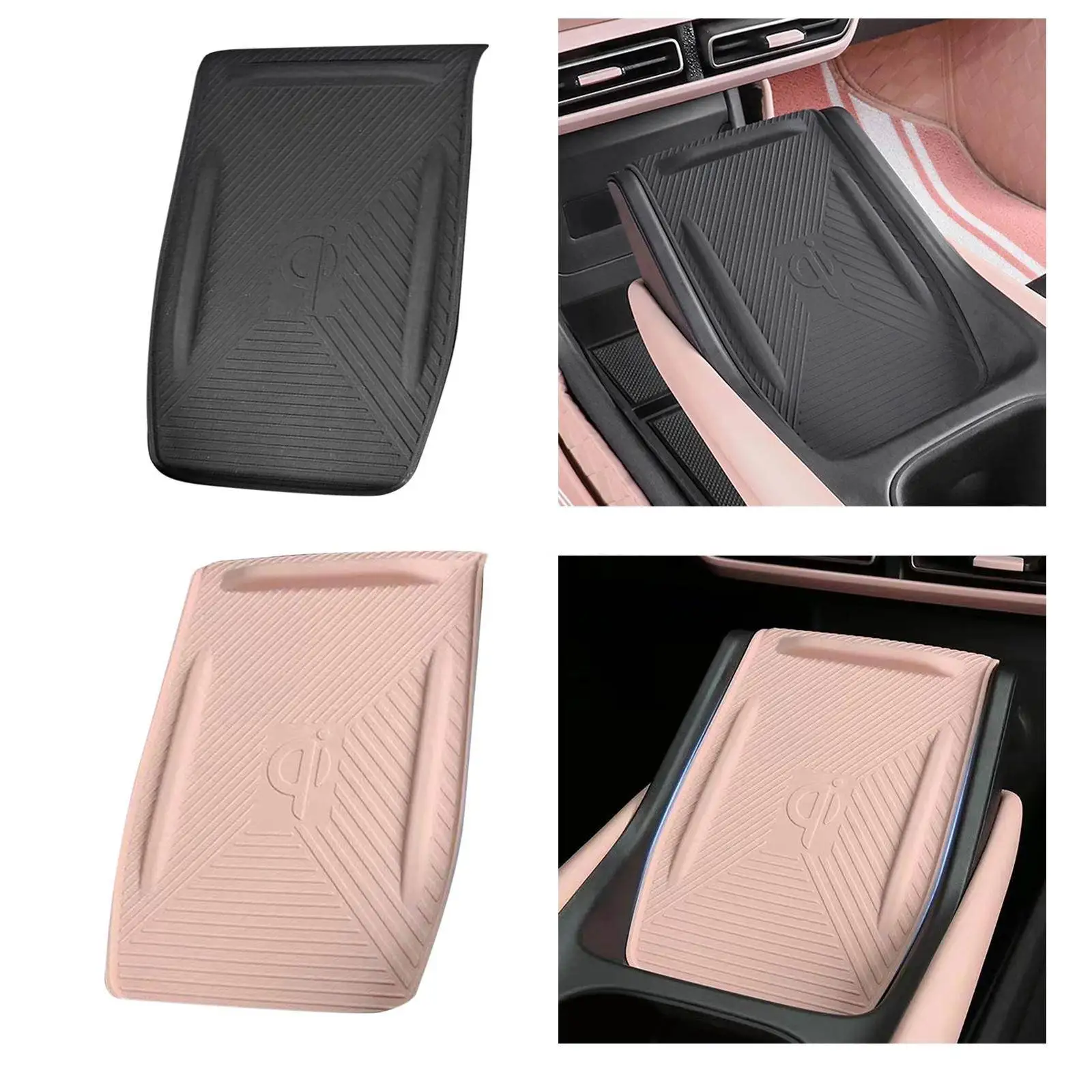 Car center console charging mat, silicone, washable, non-slip mat for