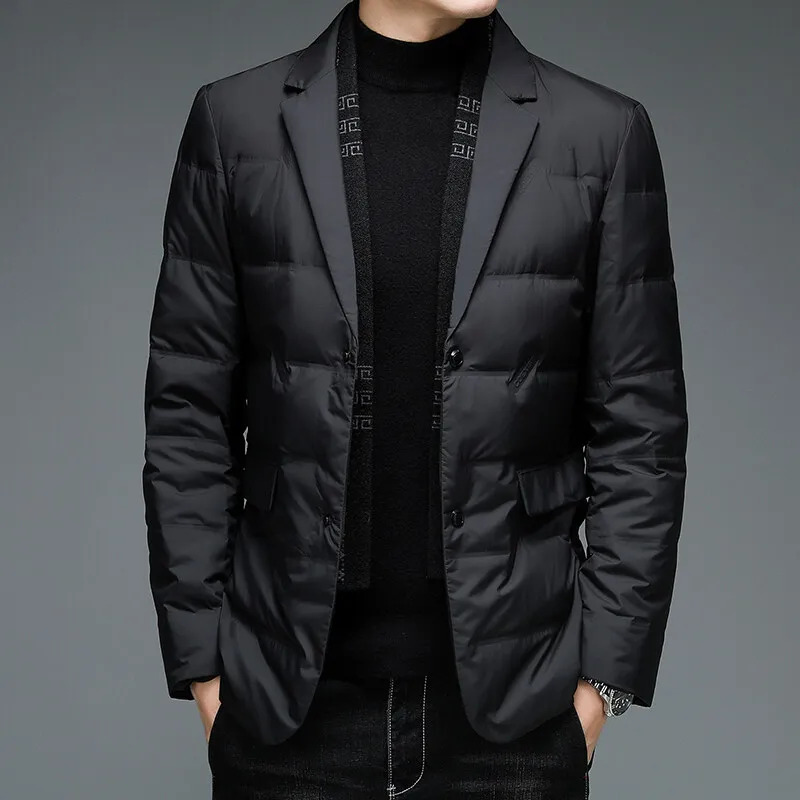 Men's down jacket scarf collar down jacket middle-aged dad middle-aged suit plus fat M-6XL high quality fashion coat