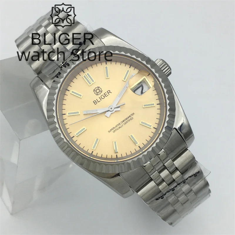 36mm39mm NH35A Automatic Men's Mechanical Watch Coffee color dial Recessed bezel Sapphire Glass Jubilee bracelet Green luminous