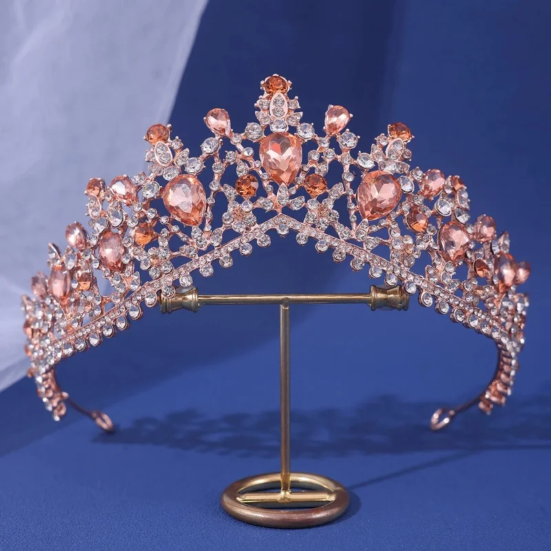 Barocke Kristall Tiaras und Krone Strass Prom Diadem Stirnband Braut Hochzeit Haarschmuck Schmuck Krone Tiara für Frauen – Detail 19