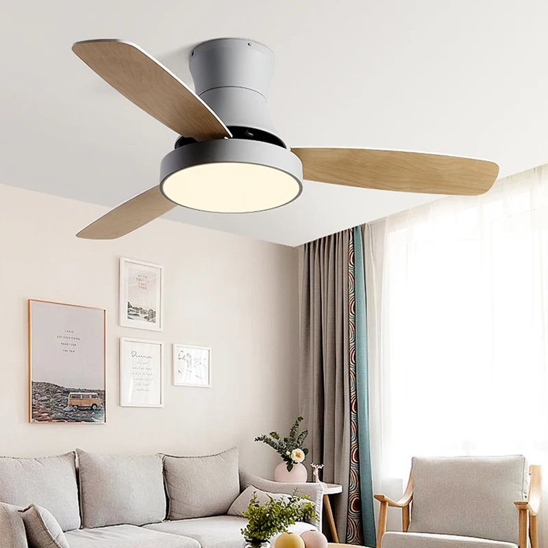 Ventilador de techo con luz y mando a distancia para comedor, lámpara de  36/46 pulgadas, color blanco y negro, estilo nórdico, creativo - AliExpress