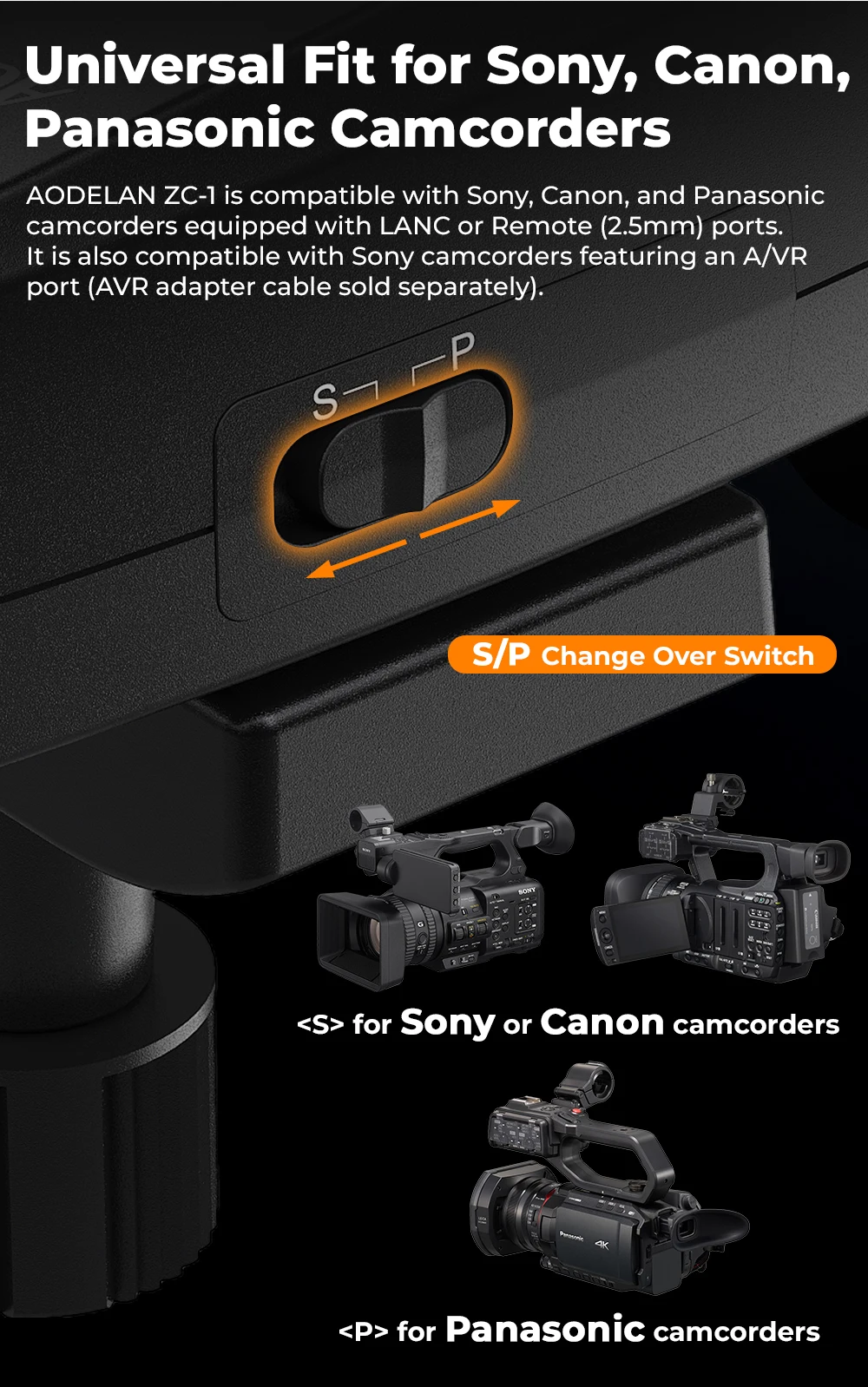 AODELAN Camcorder Zoom Controller Zoom / Video Recording Remote Control with 2.5
