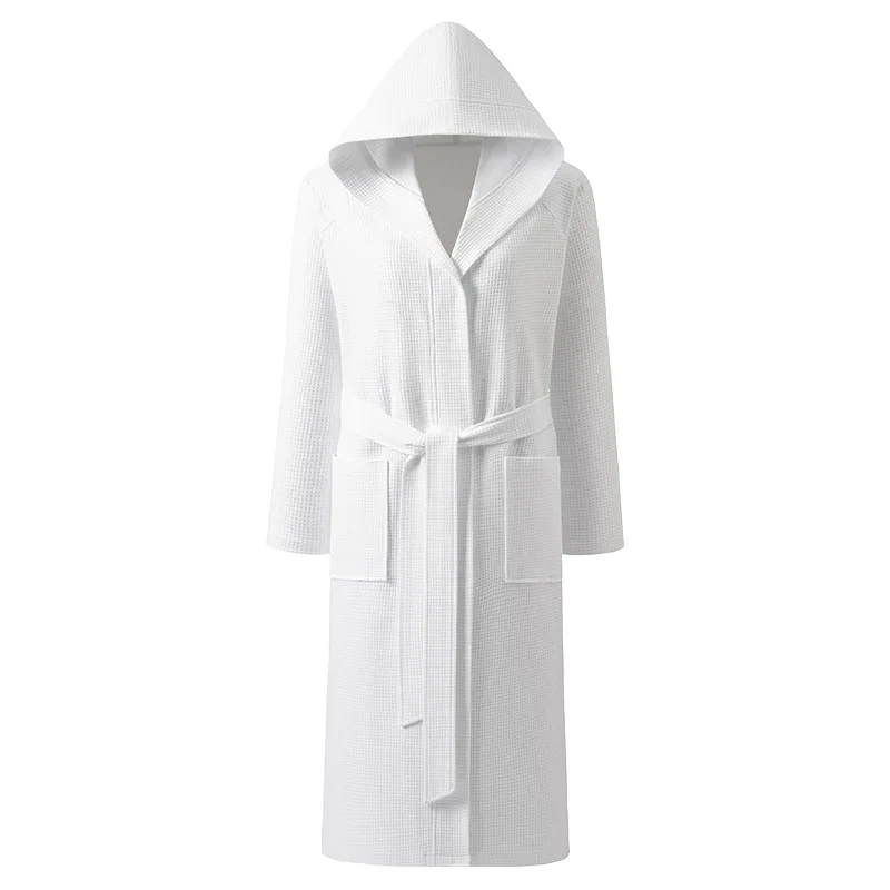 Couple Hooded Robe Nightgown Cotton Waffle Long Sleeve Bathrobe Kimono Gown Spring Autumn New Sleepwear Home Dressing Loungewear