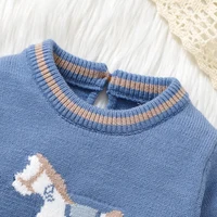 Barboteuse bleue en tricot à manches longues pour bébé, combinaisons pour nouveau-né garçon, combishort d'automne et d'hiver, tenues unisexes pour nourrissons, Costumes une pièce pour enfants 3
