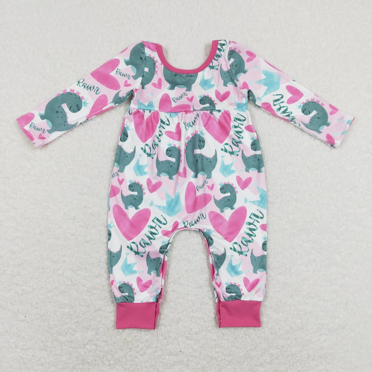 

Wholesale Newborn Infant Holiday Jumpsuit Kids Baby Girls Valentine's Day Children Toddler Long Sleeves Hearts Dinosaurs Romper