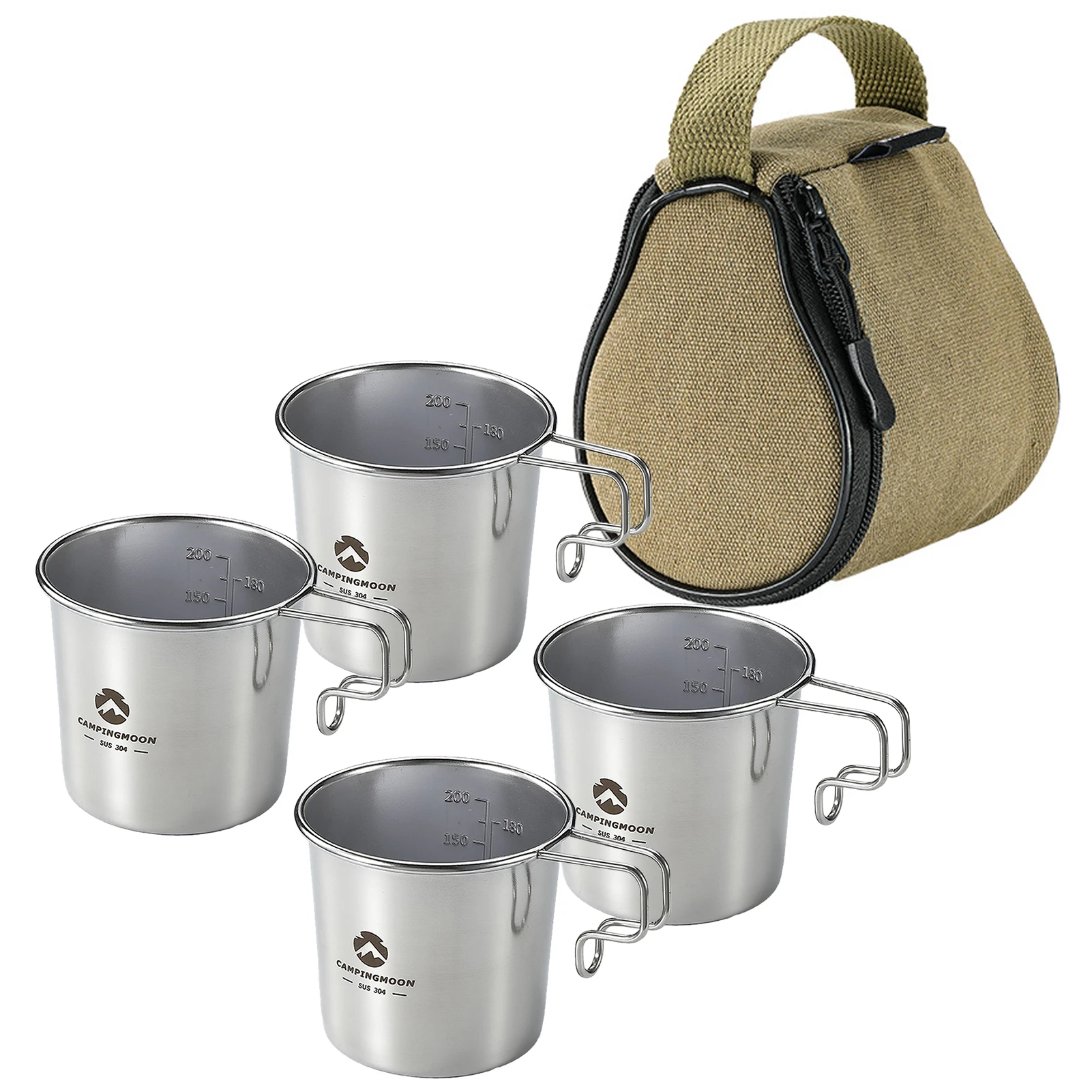 CAMPINGMOON Sierra Cups Set 160ml/210ml Stainless Steel Sierra Cup Picnic Tableware Portable