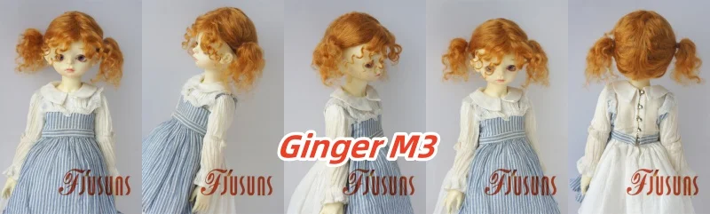 Fjusuns  JD816 Full Sizes  Soft Messy Baby Curly Twins Pony Mohair BJD Doll Wigs