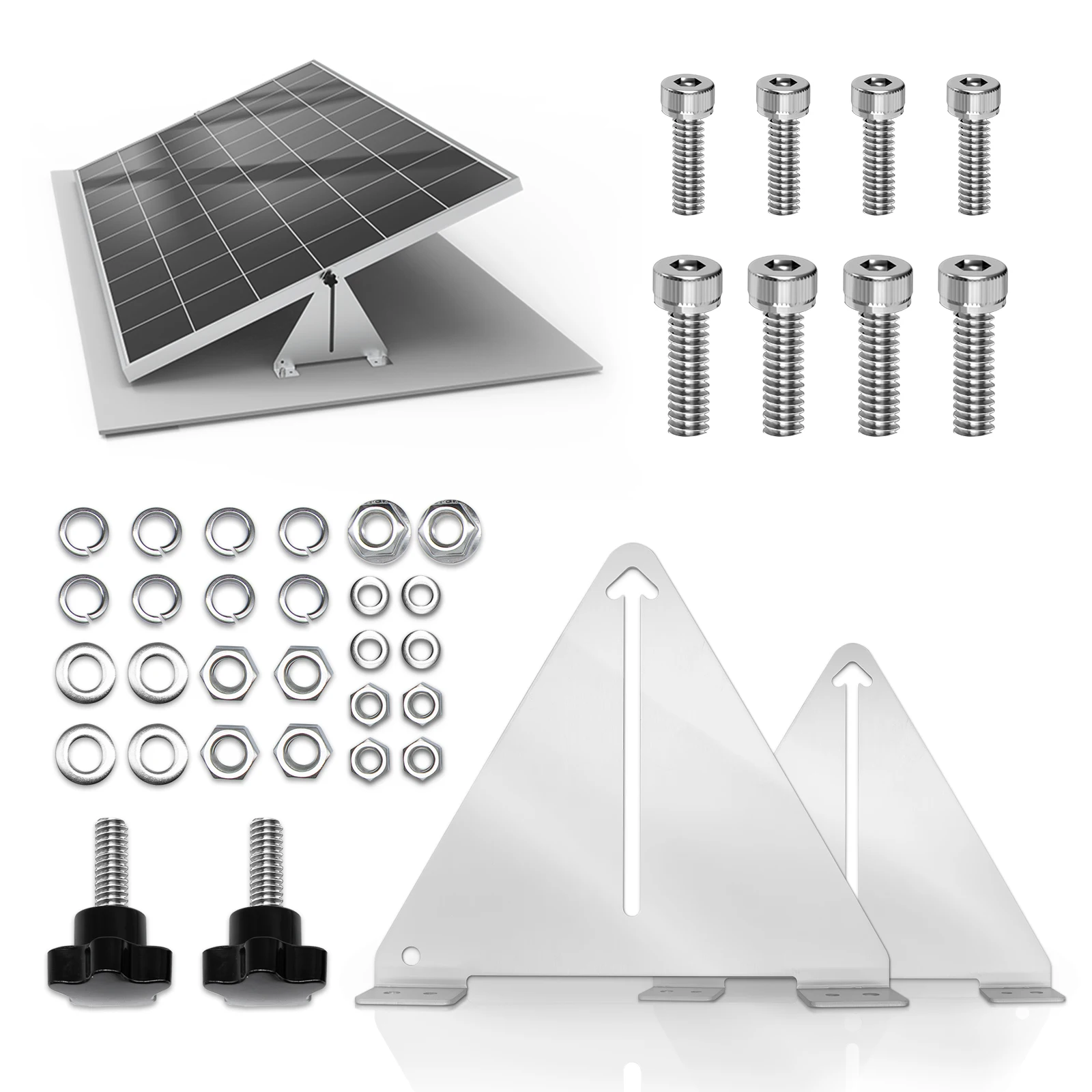 Supporto Regolabile Per Pannello Solare 0-60° - Kit Di Montaggio In Alluminio Per Tetto Piano E Superfici, Per Pannelli Da 50W A 400W