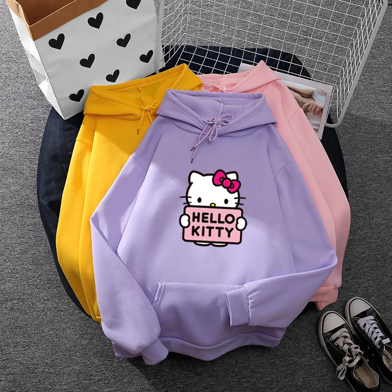 

2023 Sanrio Hello Kitty Spring and Autumn New Women's Casual Hoodie Cartoon Y2K Korean Fashion Sweatshirt Fashion Long Sleeve