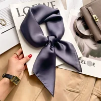 70cm Solid Colors Neckerchief Hijab Scarf For Women Silk Satin Headband Hair Scarves Female Square Shawls Head Scarfs For Ladies 3