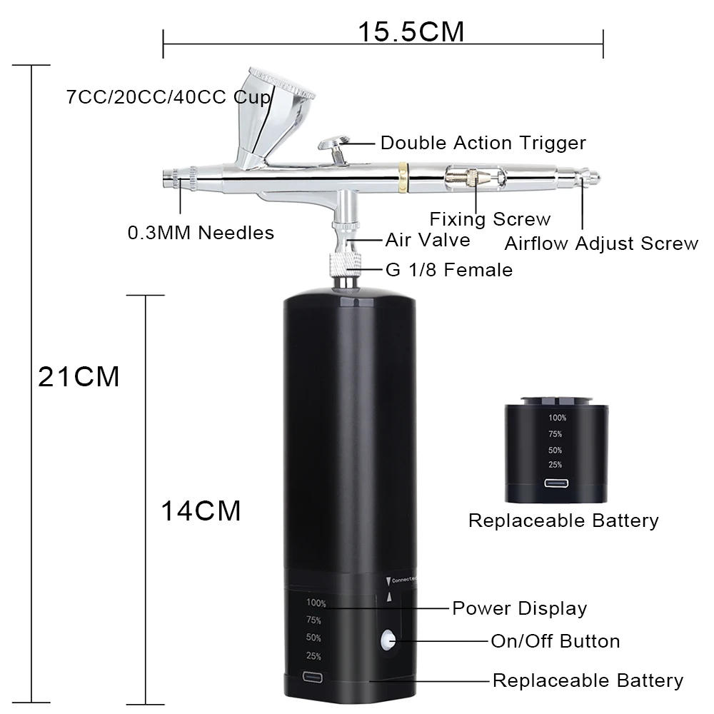 Autolock Upgraded Airbrush Kit with Air Compressor, Portable Cordless Auto  Airbrush Gun Kit, Rechargeable Handheld Airbrush Set - AliExpress