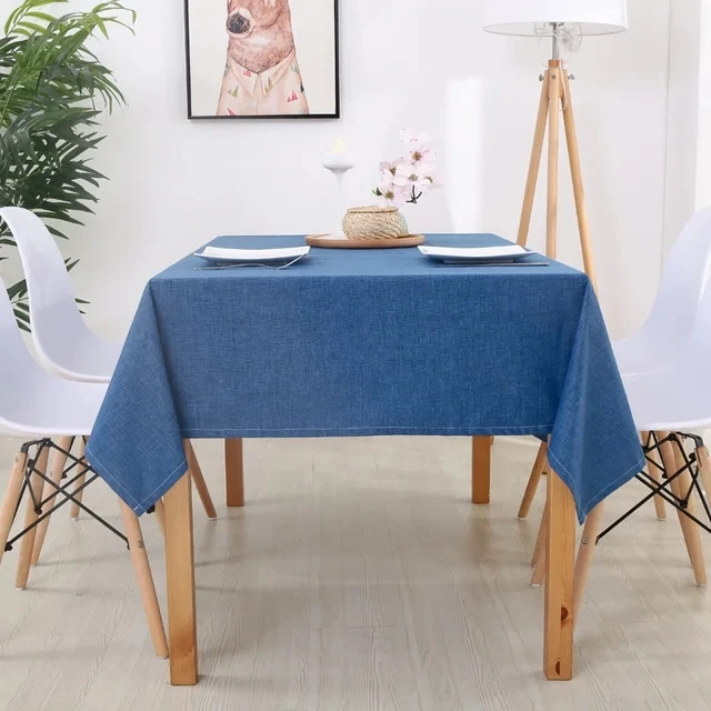 

Faux Linen Tablecloths Rectangle Washable Table Cloths Wrinkle Stain Resistant Table Cover Cloth for Kitchen Dining Room JAF040