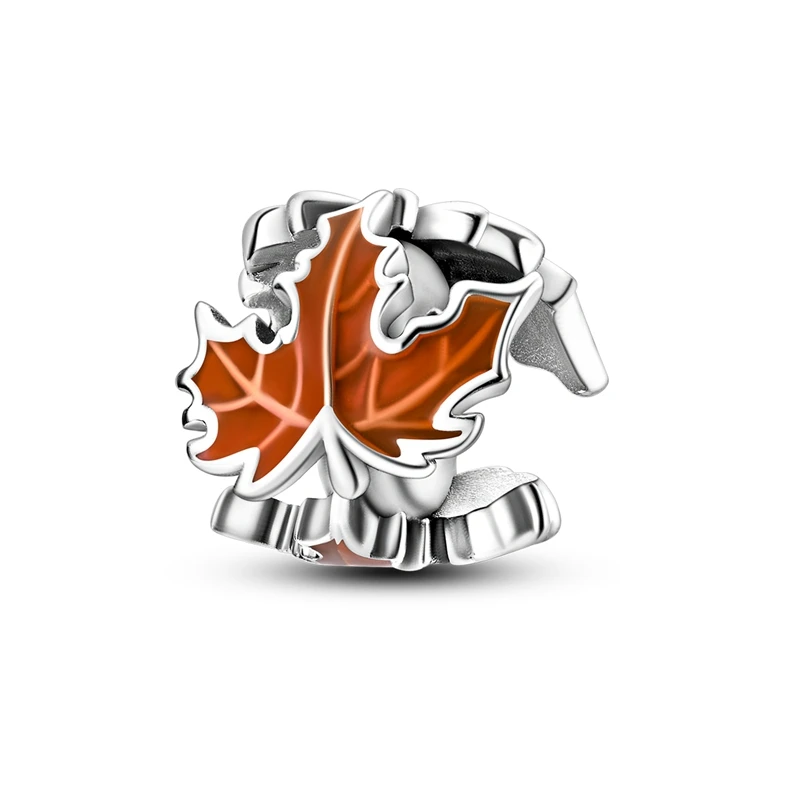

2023 New Small Maple Leaf Isolation Bead Charm Fit Pandora Bracelet Women Autumn Collection Jewelry 925 Sterling Silver Gift