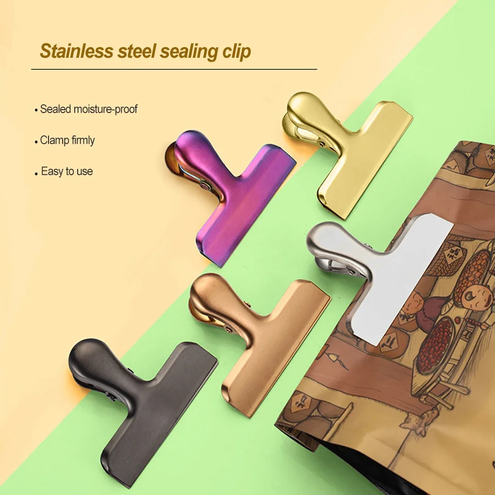 Description Picture 5 of itemStainless Steel Food Sealer Clip Dust-proof Storage Bag Sealing Document Receipt Ticket Clamp Packing for Home Kitchen