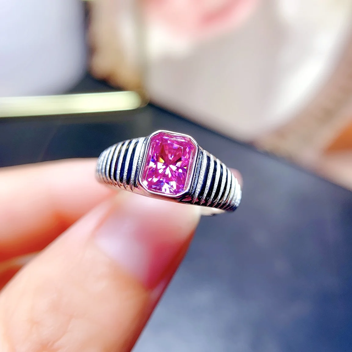 

Sterling silver 925 Mosang diamond wedding ring Free shipping natural stone jewelry gems original engagement luxury women