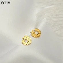 

18 K Gold Plated Leaf Stud Earrings Rose Gold Stainless Steel Fashion Earring Silver Color Jewelry YCHM