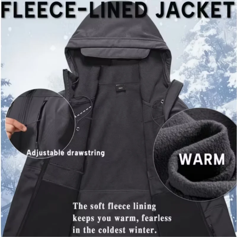 남성용 가을, 겨울 전술 후드 재킷 아웃도어 스포츠 탑 방풍 및 방수 따뜻한 재..