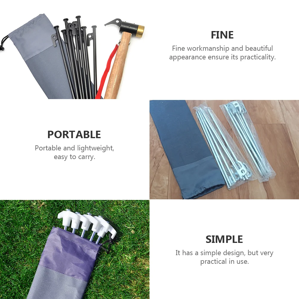 

4 Pcs Floor Nail Storage Bag Outdoor Container Oxford Fabric Tent Stakes Bags Camping Hammer Thicken Pouch
