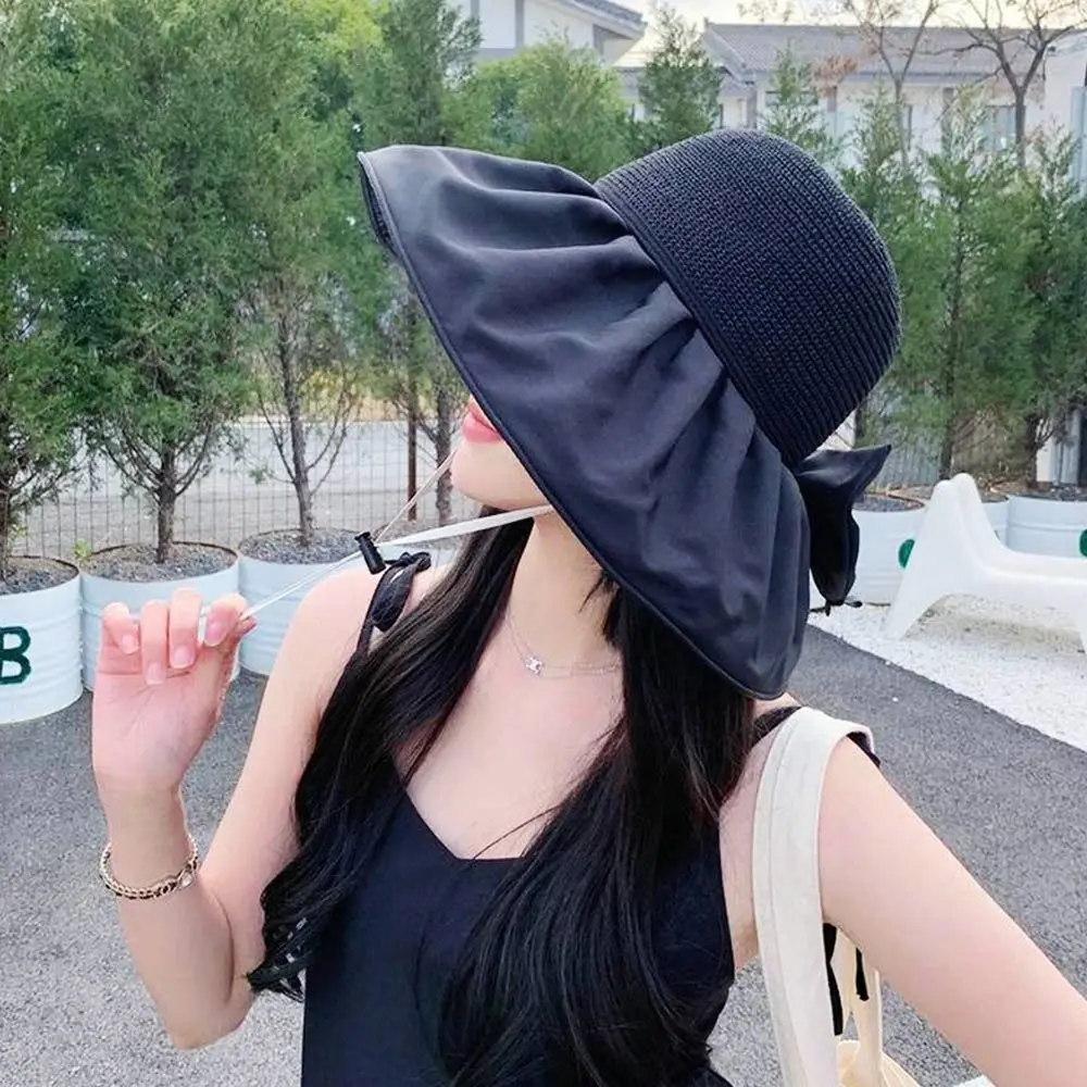 여성용 자외선 차단 버킷 햇, 휴대용 와이드 브림 비치 캡, 통기성 접이식 햇빛가리개 모자, 여름