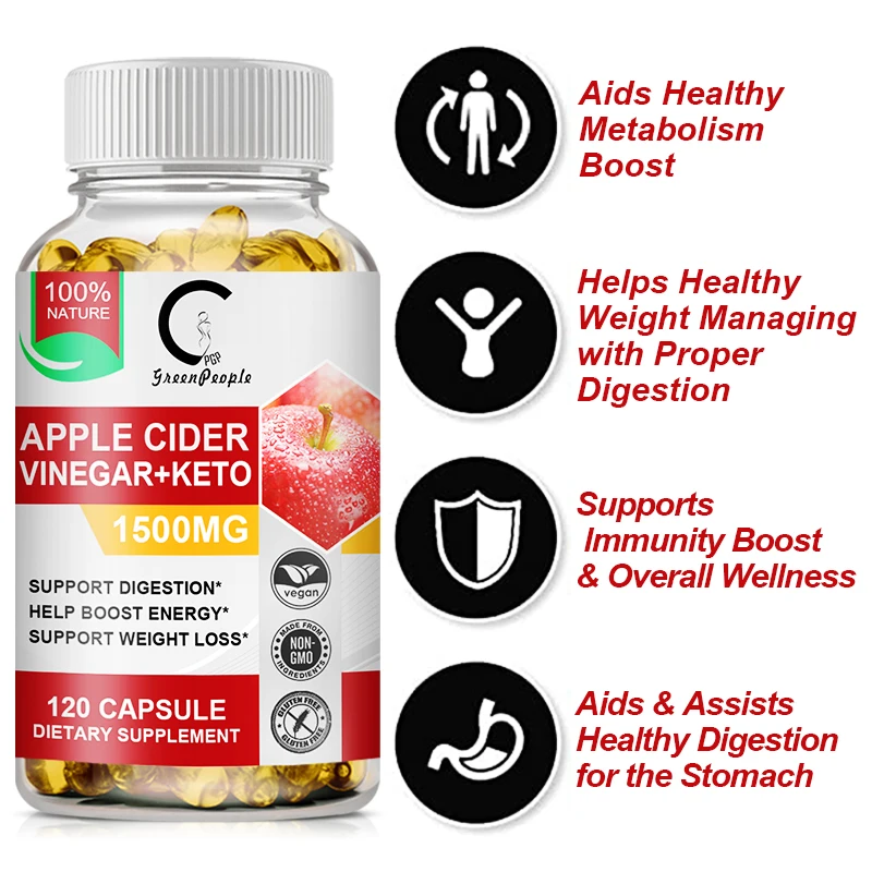 Apple Cider Vinegar Keto Capsules Detox Slim Capsule With Vitamin Bhb For Women Burning Fat Losing Weight Dietary Supplement