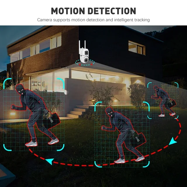 5MP HD Wifi Surveillance PTZ Camera Outdoor Single/Dual Lens Dual Screen AI Auto Tracking IP Security Protection Camera CCTV Vid 6