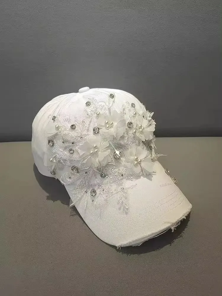 202408-shi Chic Ins Spring White Worn Out Cotton Lace Flower