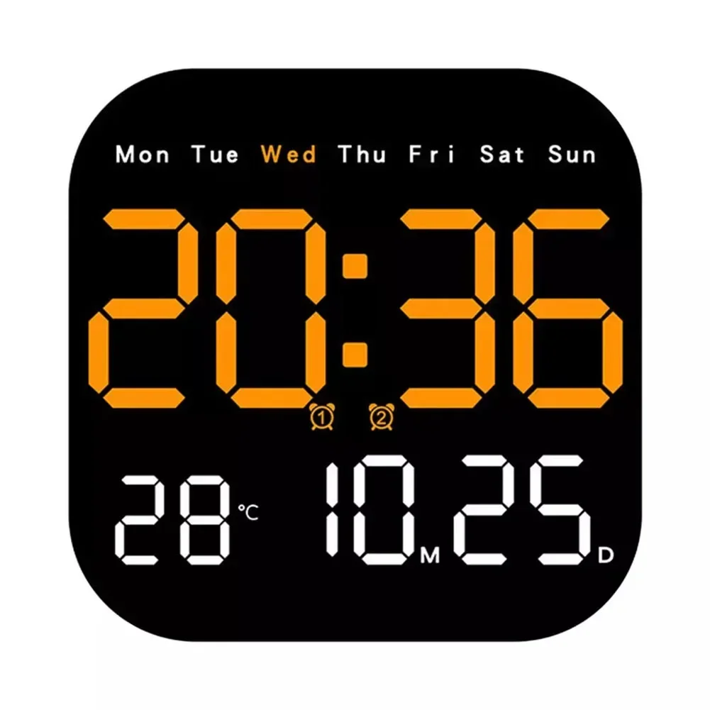 LED Digital Wall Clock Convenient Remote Control For Displaying Current Time and Temperature Date & Day of the Week