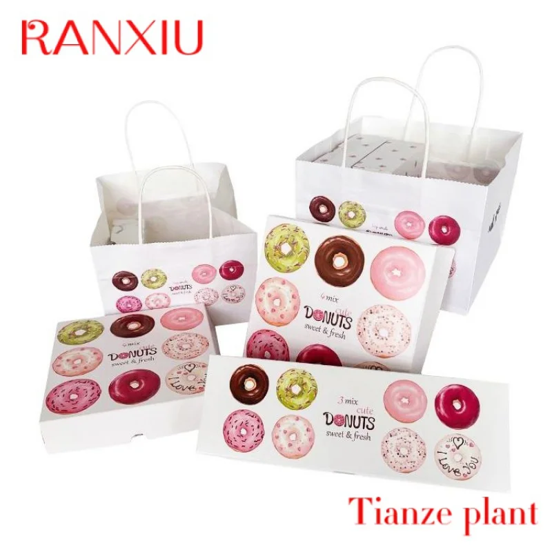 Custom Custom Logo 3 6 12 Mochi Donuts Corn Hot Dog Cookie Paper Packaging Boxes Cake Sushi Pastry Waffle Crepes Bakery Takeaway