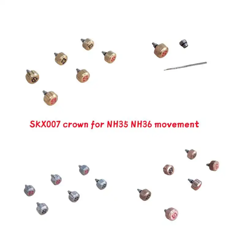 Mod Gold Zigrinato Inciso Sigend 'S' Skx007 Watch Crown Per Seiko Skx009 Srpd Nh35 Nh36 4 R36 Movimento Diver Watch