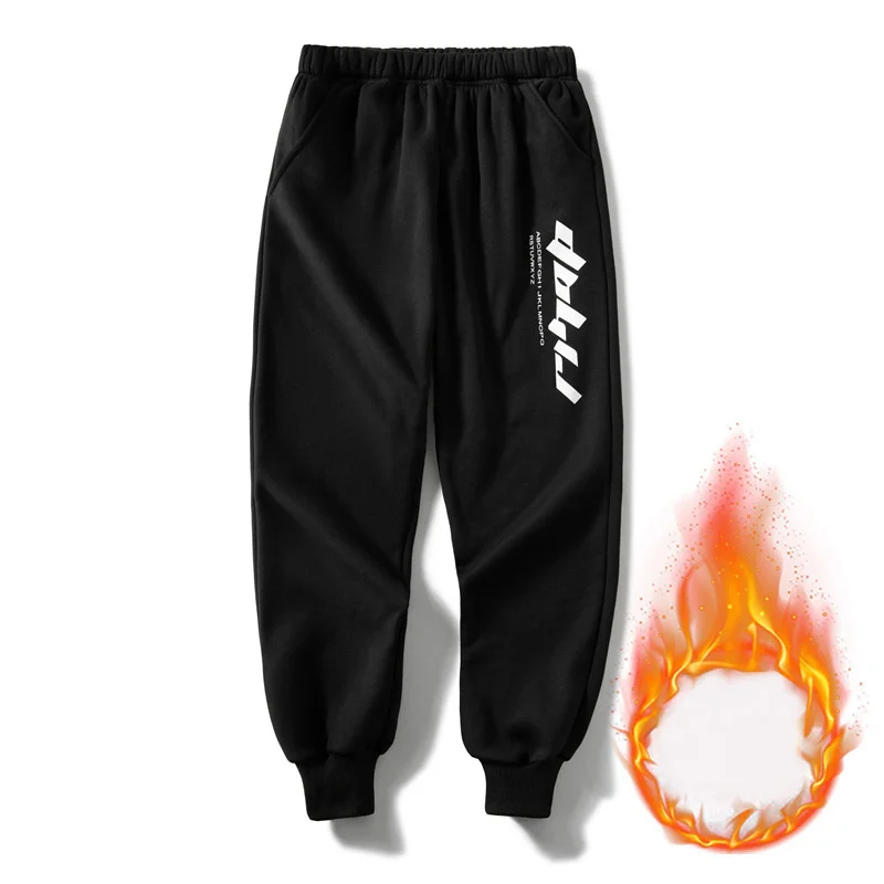 

2024 Winter Men's Casual Pants Youth Tracksuit Fleece Thick Print Warm Comfortable High Quality Drop Ship