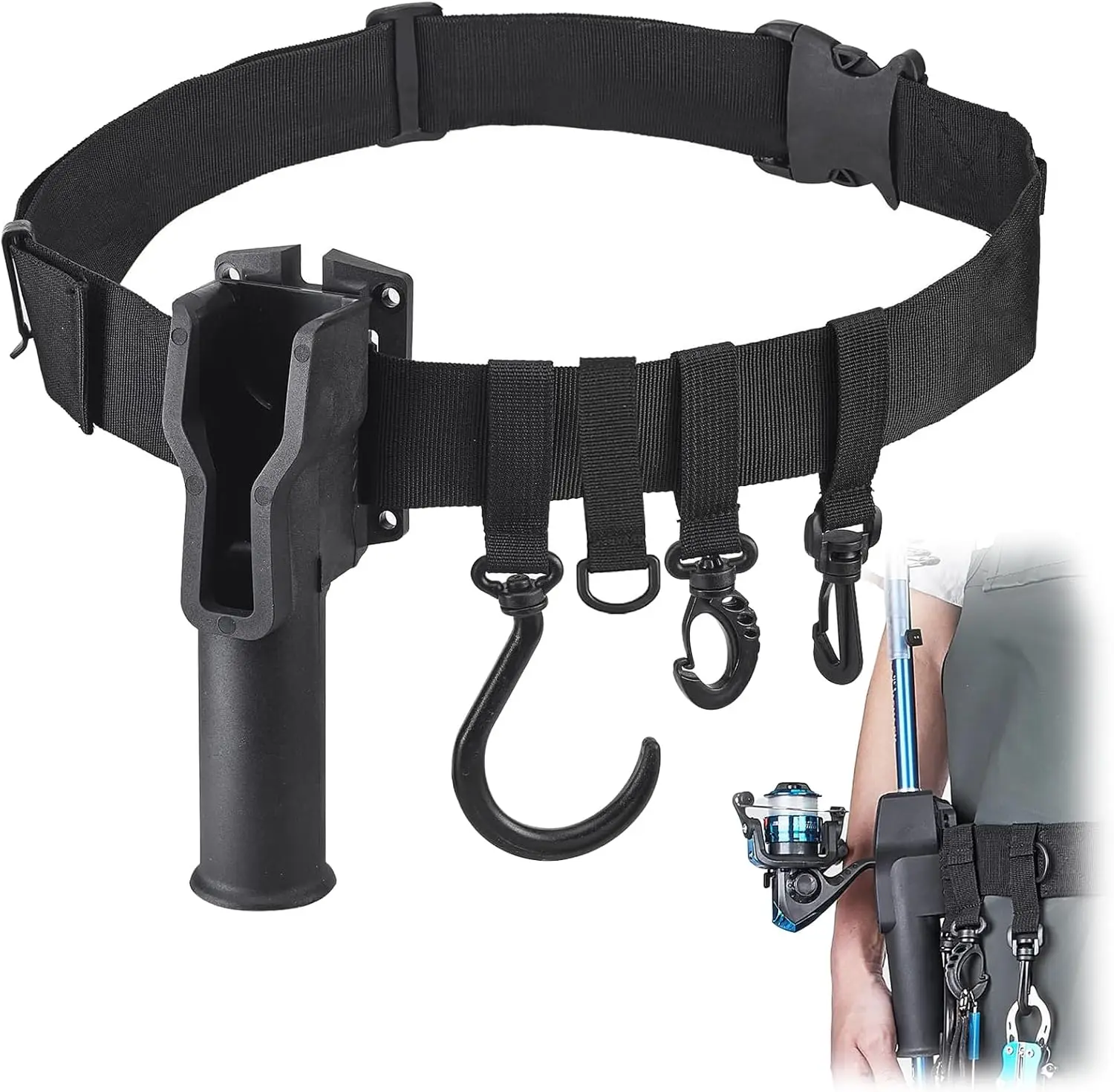 Fishing Rod Holster, Belt Rod Holder, Adjustable Inserter for Spinning Reel Outdoor