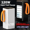 200000mAh Two-way Fast Charging 120W Portable Charger Power Bank Fast Charging External Tito C for xiaomi iPhone W/LED Light 5
