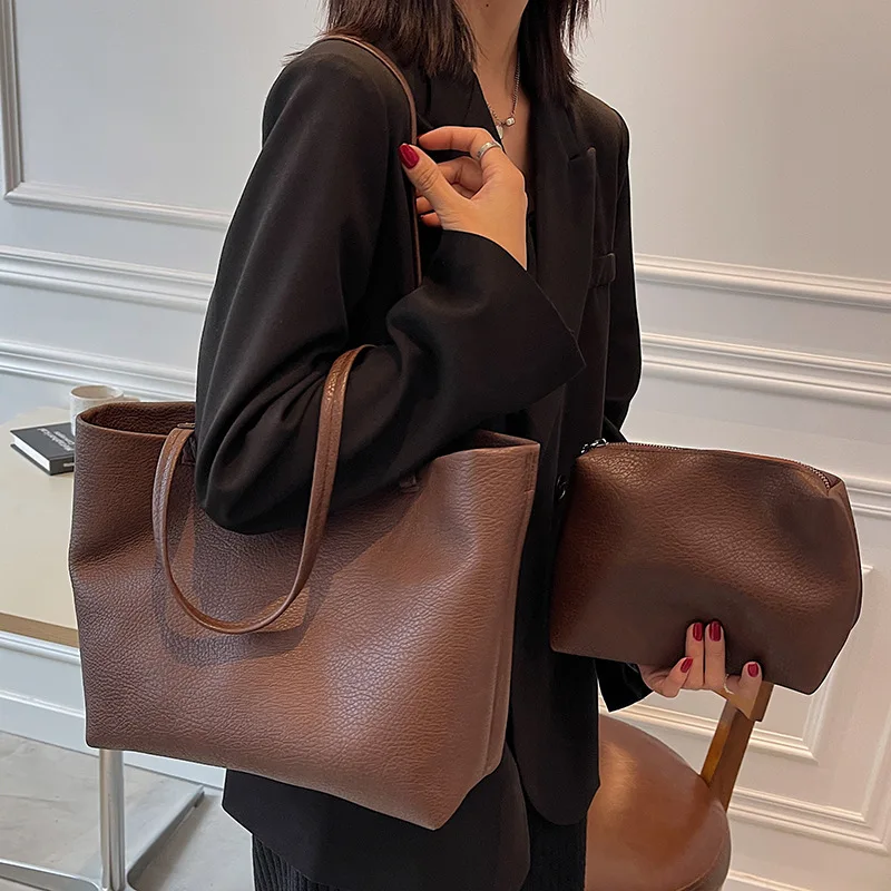 CGCBAG Large Capacity Women Tote Bag Fashion Female Luxury Handbags High Quality Soft Leather Shoulder Bag Simple Designer Bag