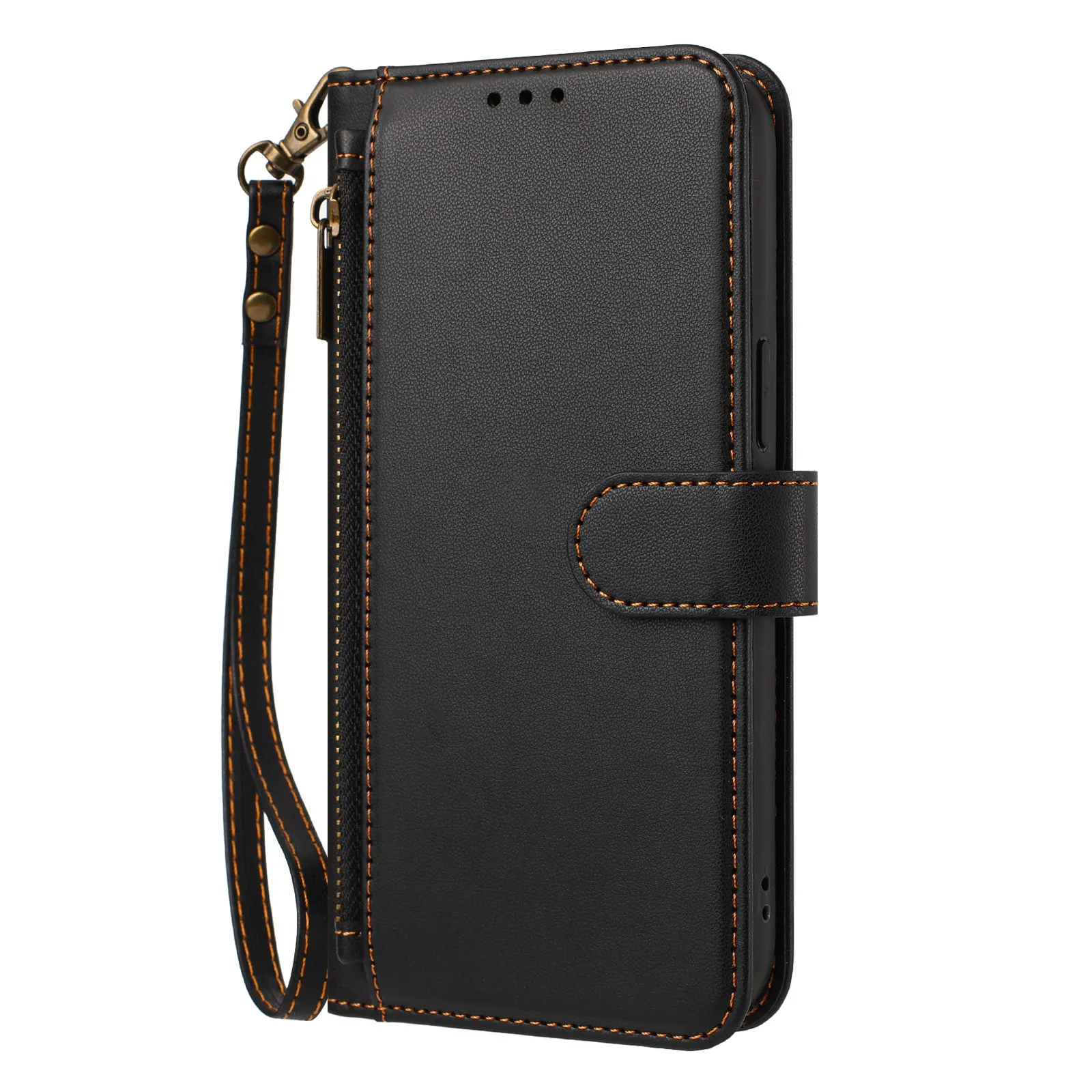 Luxury Zipper Coin Wallet Flip Leather Phone Case